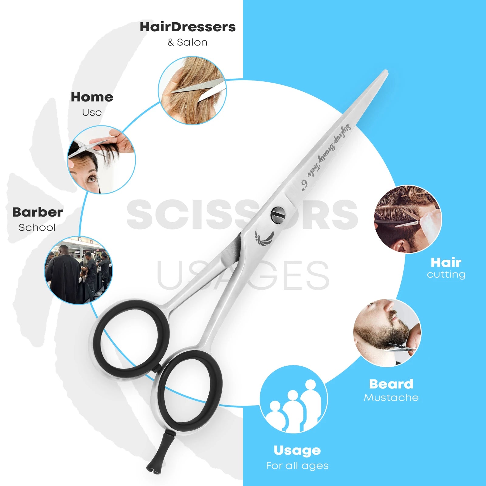 Multi-purpose stainless steel hair cutting scissors for salon barber and home use by Styleup Beauty Tools