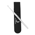 Stainless steel ear wax cleaner tool with protective leather case for safe ear cleaning by Styleup Beauty Tools