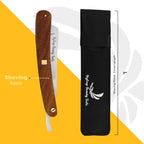 Straight razor with wooden handle and 7-inch black leather cover by Styleup Beauty Tools