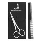 Stainless steel beard scissors with comb and case for trimming nose ear and eyebrow hair by Styleup Beauty Tools