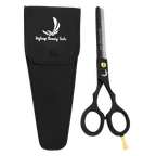 Professional black hair thinning scissors with case for barbers and stylists by Styleup Beauty Tools