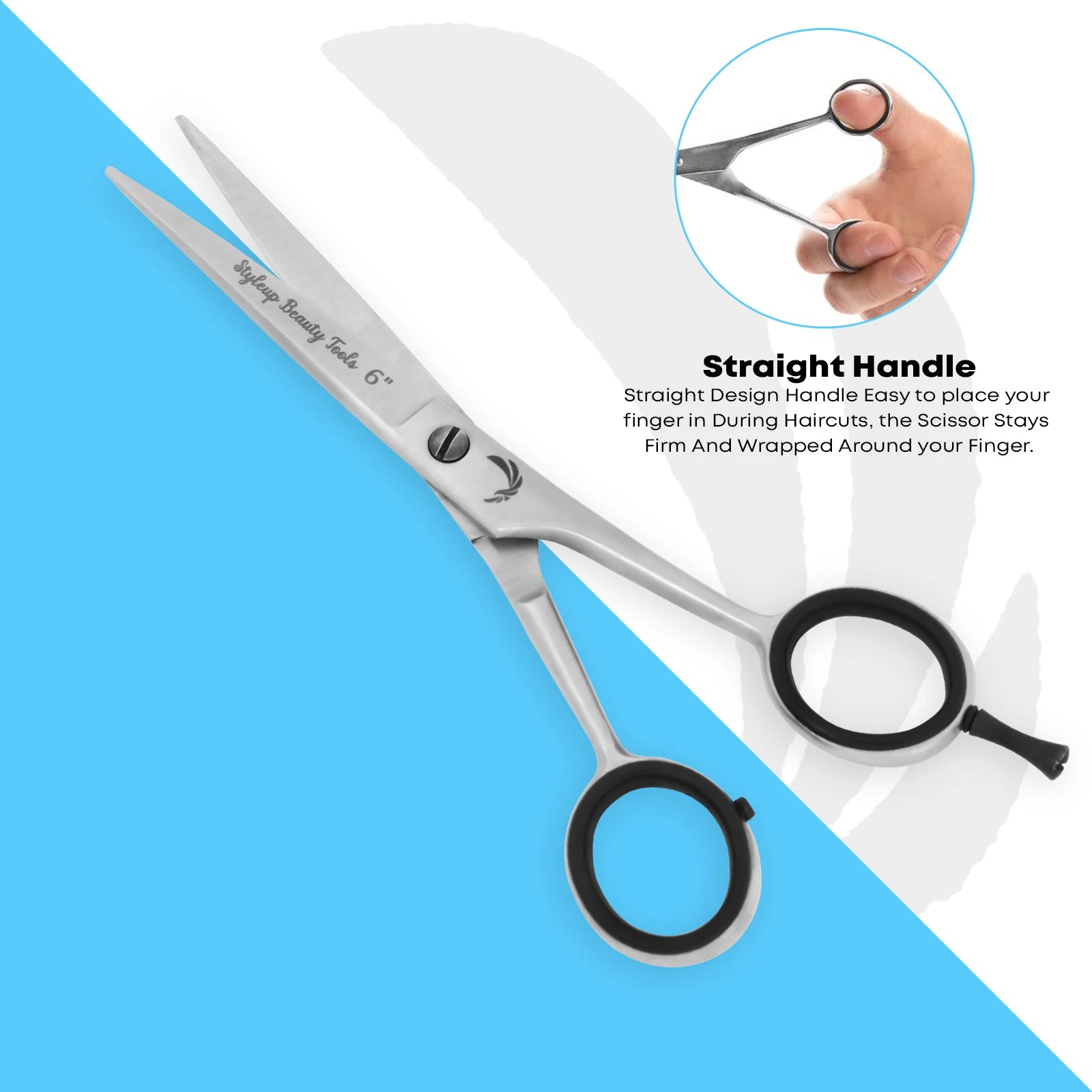 Professional 6 inch stainless steel hairdressing scissors with straight handle for salon use by Styleup Beauty Tools