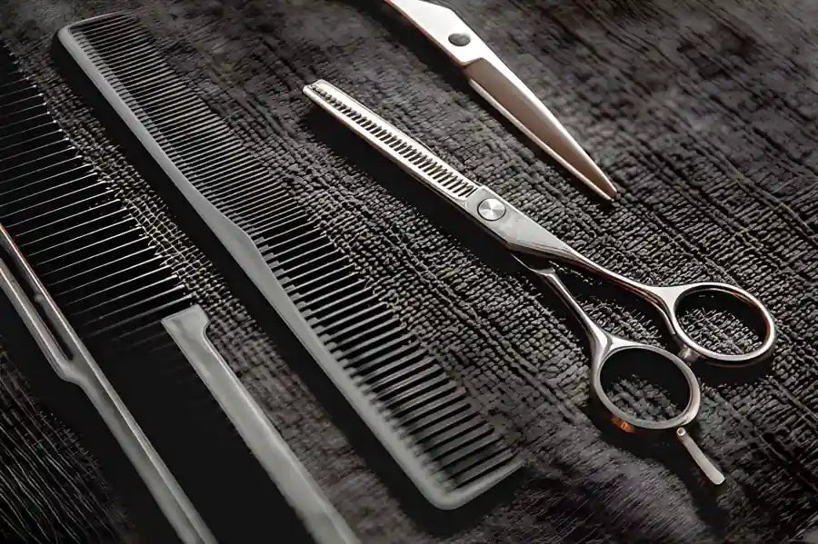 Professional stainless-steel hairdressing scissors and comb set for barbers and stylists – StyleUp Beauty Tools