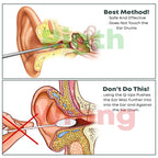 Safe ear cleaning method using stainless steel tool vs wrong Q-tip method that pushes wax deeper by Styleup Beauty Tools