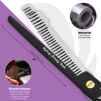 2 inch stainless steel hair thinning scissors with 28 teeth blades showing material quality by Styleup Beauty Tools