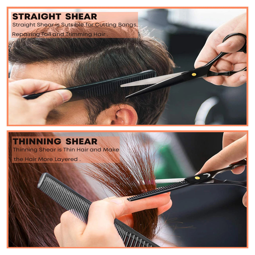 Professional hairdressing straight and thinning shears used for trimming and layering hair by Styleup Beauty Tools